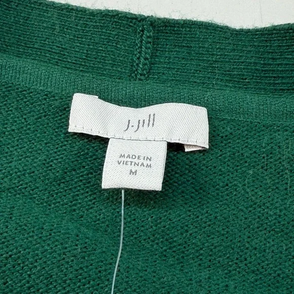 J Jill Boxwood Bejeweled Button Cardigan Sweater Green Cotton Blend Medium NEW - Picture 5 of 11